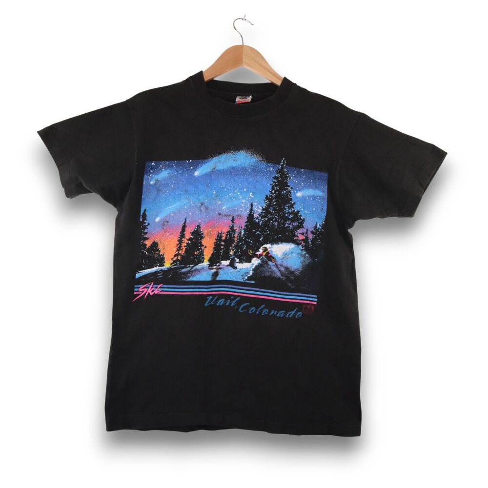 Vintage 90s Ski Vail Colorado Graphic Print T Shirt Men's L Single Stitch USA